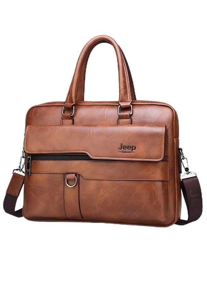 Men's Fashion Crossbody Briefcase - Fashion Horizontal Business Shoulder Bag, Durable Design Laptop Messenger Bag Khaki