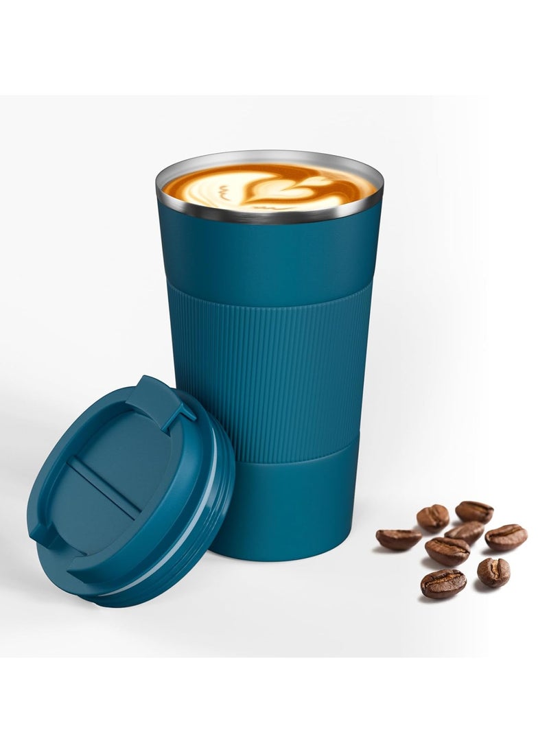 Travel Coffee Mug, 510ml Vacuum Insulated Coffee Mug Spill Proof with Leakproof Lid, Stainless Steel Double Walled Reusable Coffee Tumbler for Hot and Cold Coffee Tea Water