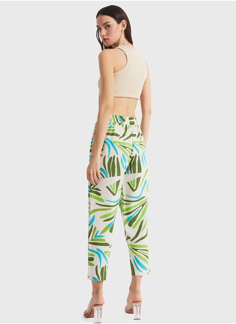 Printed High Waist Pants