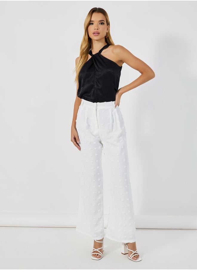 Textured Wide Leg High Rise Pants