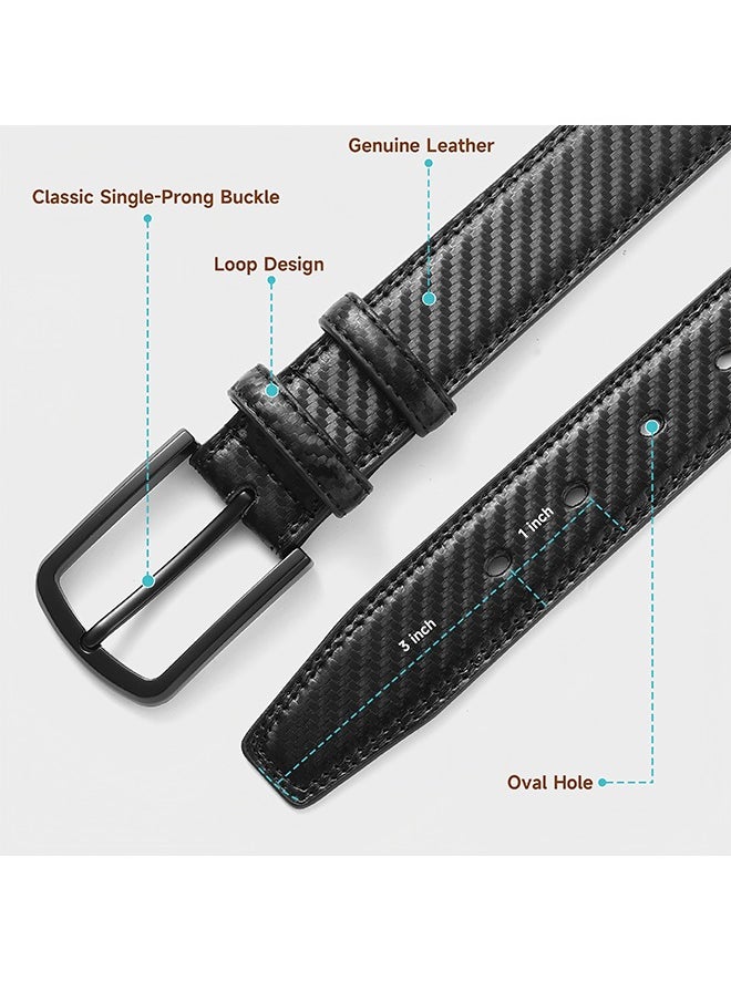 Men's Classic Single Buckle Belt - Fashionable Simple Design All-Match Trouser Belt Men's Casual Pin Buckle Belt Black 3.3CM