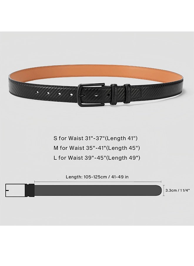 Men's Classic Single Buckle Belt - Fashionable Simple Design All-Match Trouser Belt Men's Casual Pin Buckle Belt Black 3.3CM