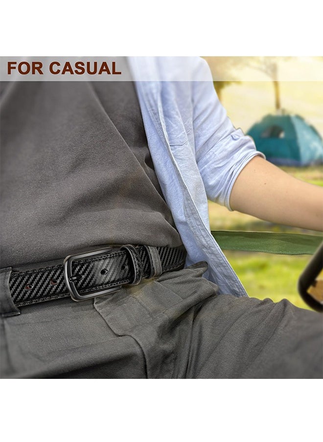 Men's Classic Single Buckle Belt - Fashionable Simple Design All-Match Trouser Belt Men's Casual Pin Buckle Belt Black 3.3CM