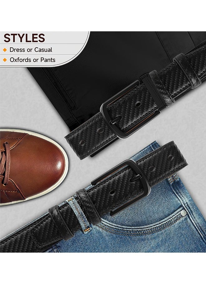 Men's Classic Single Buckle Belt - Fashionable Simple Design All-Match Trouser Belt Men's Casual Pin Buckle Belt Black 3.3CM