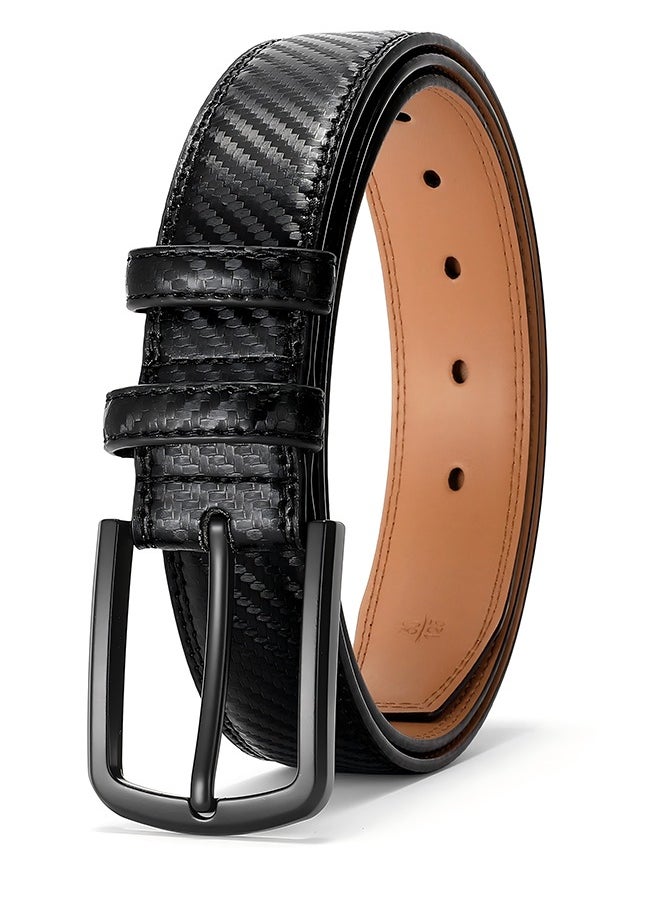 Men's Classic Single Buckle Belt - Fashionable Simple Design All-Match Trouser Belt Men's Casual Pin Buckle Belt Black 3.3CM