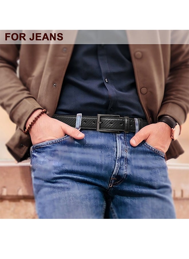 Men's Classic Single Buckle Belt - Fashionable Simple Design All-Match Trouser Belt Men's Casual Pin Buckle Belt Black 3.3CM