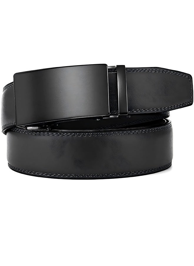 Men's Belt Leather Ratchet Belt With Adjustable Buckle, Tailored To Fit Black Versatile And Stylish Commuting