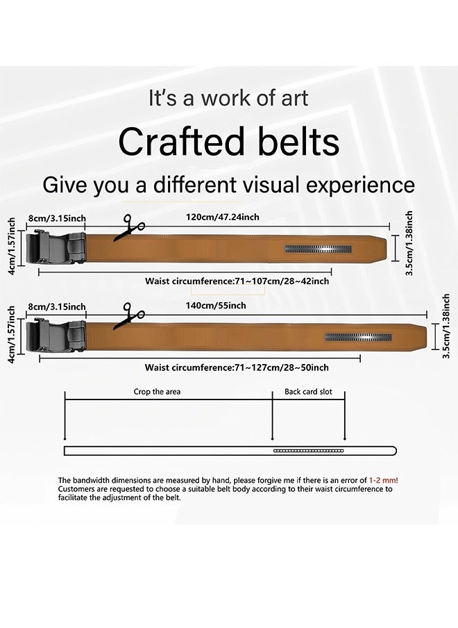 Men's Belt Leather Ratchet Belt With Adjustable Buckle, Tailored To Fit Black Versatile And Stylish Commuting