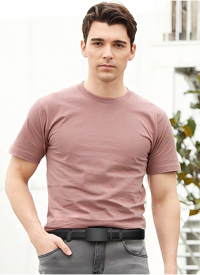 Men's Belt Leather Ratchet Belt With Adjustable Buckle, Tailored To Fit Black Versatile And Stylish Commuting