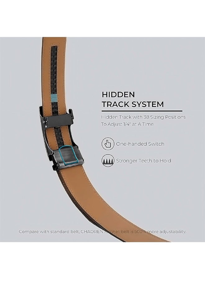 Men's Belt Leather Ratchet Belt With Adjustable Buckle, Tailored To Fit Black Versatile And Stylish Commuting