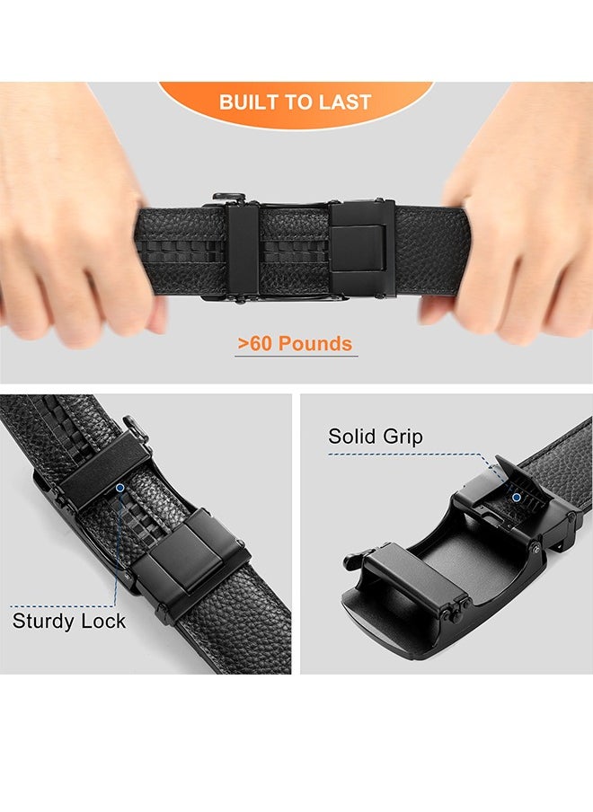 Men's Leather Automatic Buckle Belt - Durable, Adjustable, Quick Release Design Genuine Leather Automatic Buckle Belt Casual Simple Zinc Alloy Buckle Belt