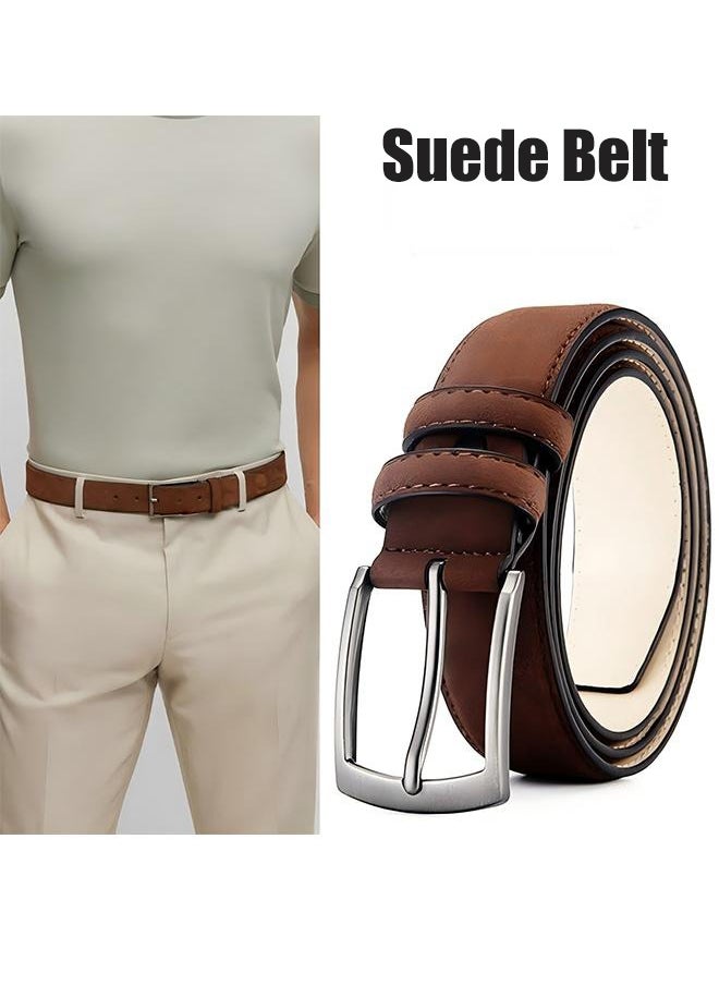 Men's Premium Suede Leather Belt - Men's 35mm Classic Leather Belt - Comfort & Style - Luxury Handcrafted Design Alloy Buckle
