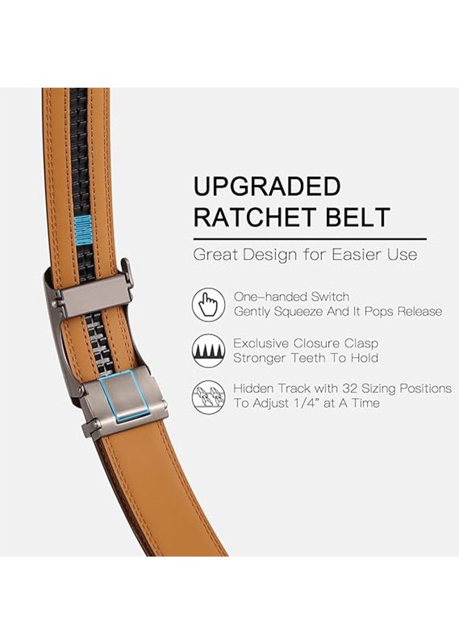 Men's Belt Automatic Ratchet Buckle Sliding Casual Belt 3.5CM Wide Adjustable Trim To Fit (Black) Business Belt