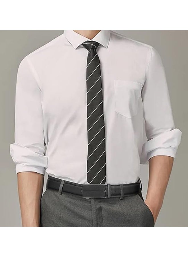 Men's Belt Automatic Ratchet Buckle Sliding Casual Belt 3.5CM Wide Adjustable Trim To Fit (Black) Business Belt