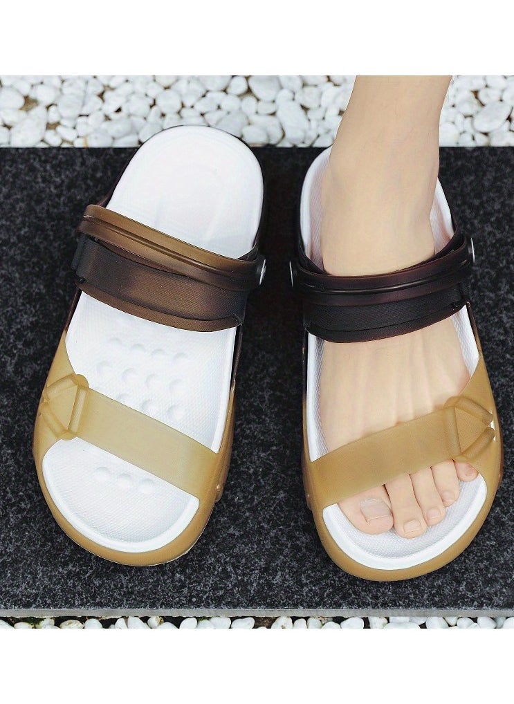Men's Fashion Slide Sandals Thick Sole, Open Toe, Adjustable Hook & Loop Strap, Comfortable EVA Material, Perfect for Outdoor Beach Wear, Summer Sandals