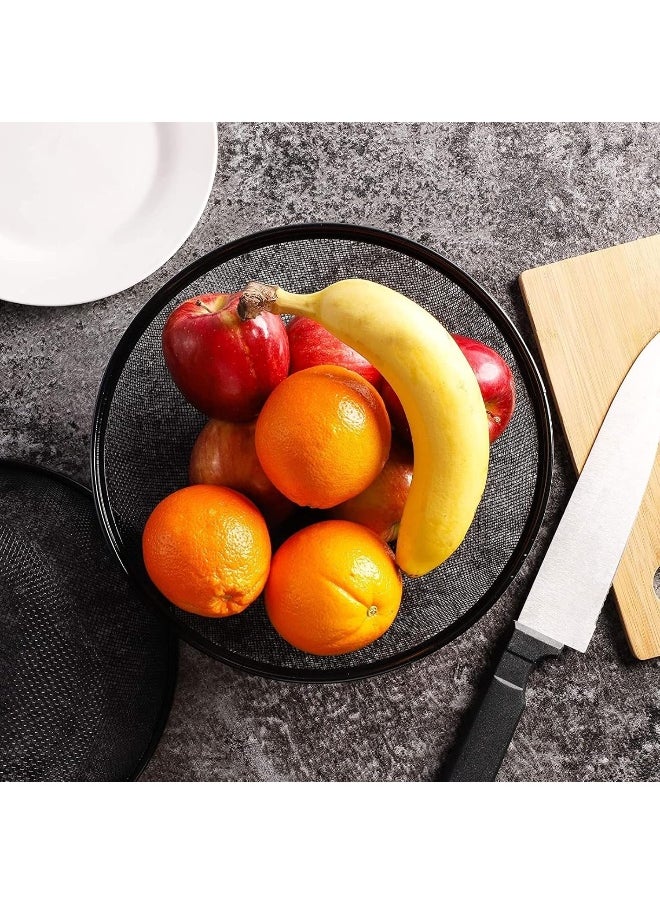 Juvale 2 Pack Black Mesh Fruit Baskets with Lids for Fruits, Restaurant Kitchen Produce Containers (10 In)