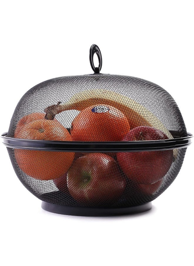 Juvale 2 Pack Black Mesh Fruit Baskets with Lids for Fruits, Restaurant Kitchen Produce Containers (10 In)