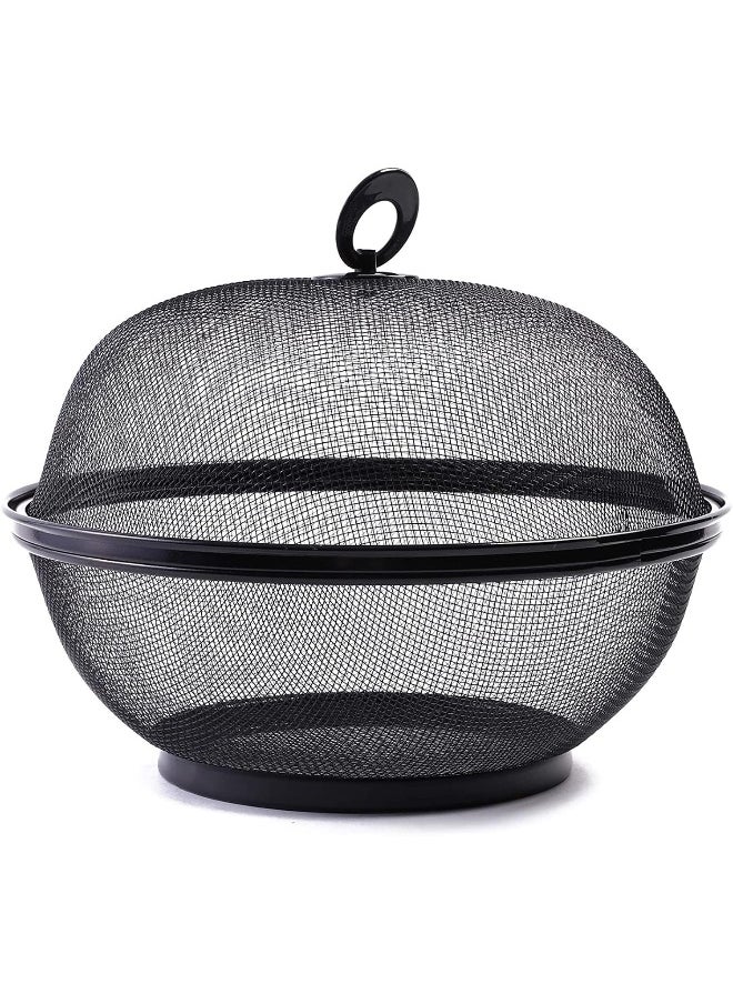 Juvale 2 Pack Black Mesh Fruit Baskets with Lids for Fruits, Restaurant Kitchen Produce Containers (10 In)