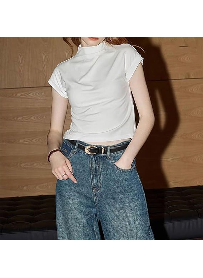 Women's Leather Belts Fashion Ladies Dress Belts With Gold Buckle Fashion All-Match Pin Buckle Belts Black