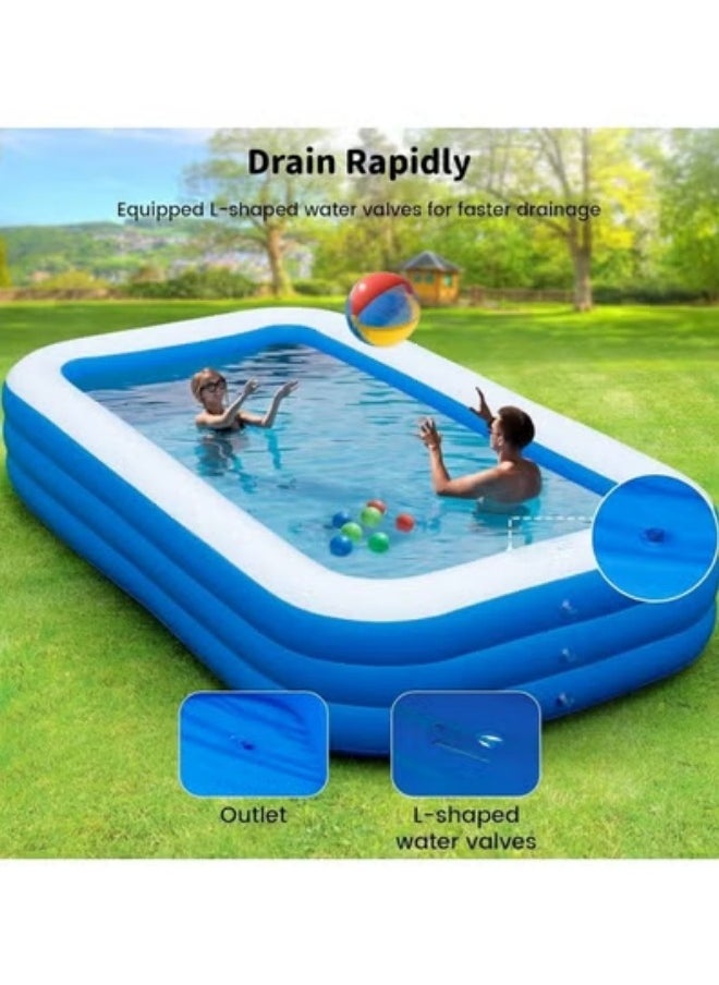 Inflatable Swimming Pool,Kiddie Pools,Oversized Thickened Family Pool,Inflation Pool for Summer Water Party, 180*130*56cm