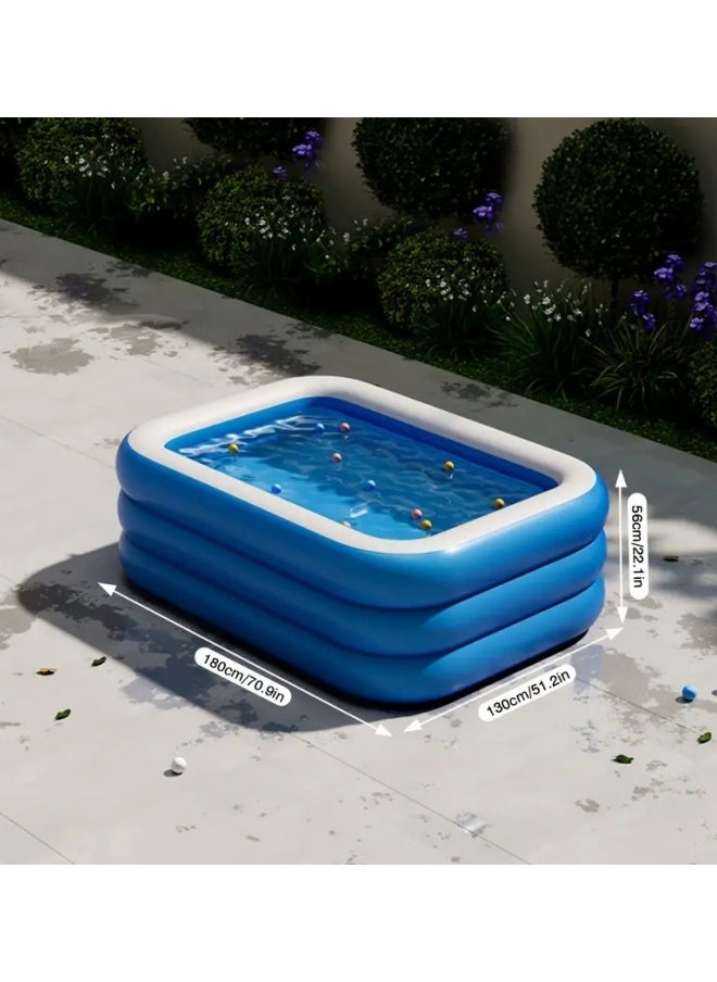 Inflatable Swimming Pool,Kiddie Pools,Oversized Thickened Family Pool,Inflation Pool for Summer Water Party, 180*130*56cm