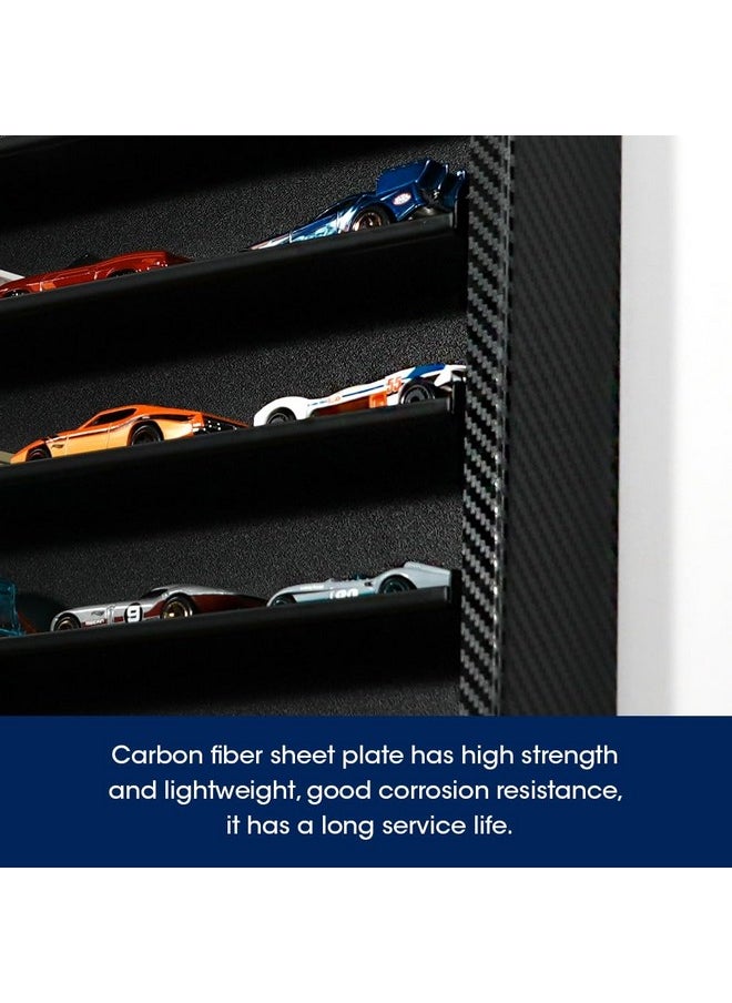 Hot Wheels 1/64 Scale Diescast Display Rack, Wall Mount Metal Storage Shelf Cabinet For 60 Hot Wheels Cars (Black)- Mk951A