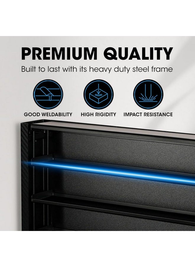 Hot Wheels 1/64 Scale Diescast Display Rack, Wall Mount Metal Storage Shelf Cabinet For 60 Hot Wheels Cars (Black)- Mk951A