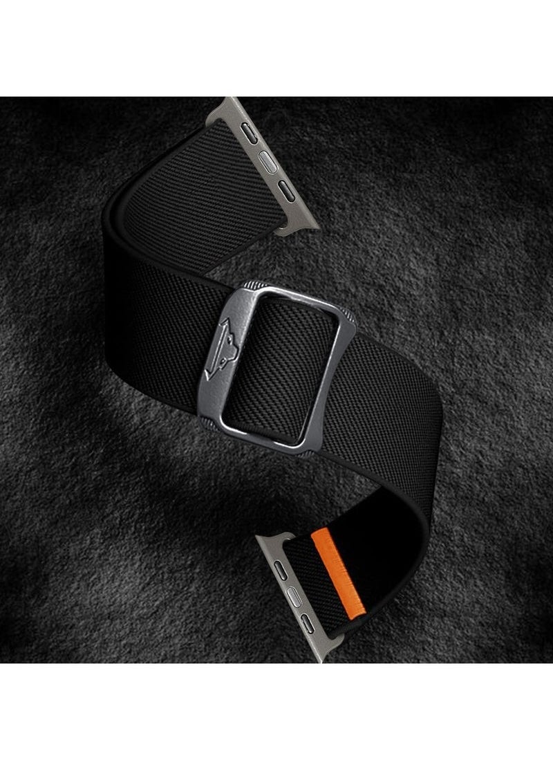 Soft Nylon Elastic Braided Strap, Smart Watch Watchband for Apple Watch Ultra 2, Apple Watch Series10 Black, 42/44/45/46/49mm