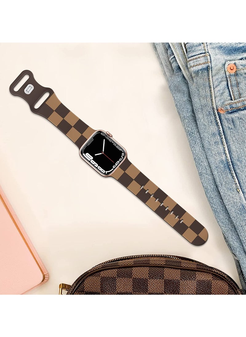 (Pack of 3) Luxury Checkered Designer Bands Compatible with Apple Watch Ultra 3/2/1 Ultra 49mm 46mm 45mm 44mm 42mm for Men Women, Soft Silicone,Waterproof Strap for iWatch Series 11 10 9 8 7 6 5 4 3 2 1 SE