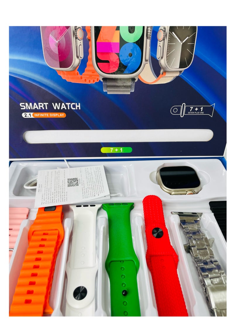 7+1 Smart Watch Ultra Full Touch Color Screen Bluetooth Calling Health and Sports Smartwatch Multicolor