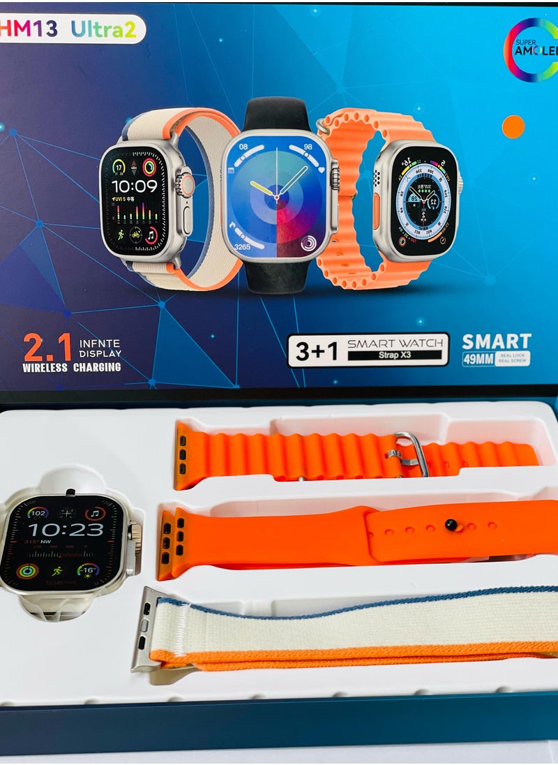 3 + 1 Smart Watch Ultra Touch Color Screen Bluetooth Calling Health and Sports Smartwatch Multicolor