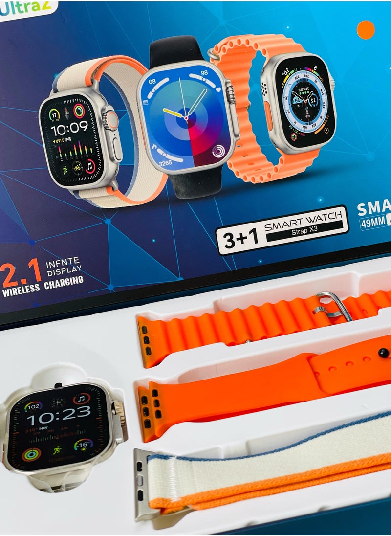 3 + 1 Smart Watch Ultra Touch Color Screen Bluetooth Calling Health and Sports Smartwatch Multicolor