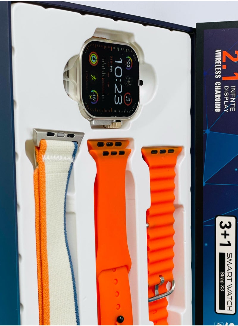 3 + 1 Smart Watch Ultra Touch Color Screen Bluetooth Calling Health and Sports Smartwatch Multicolor