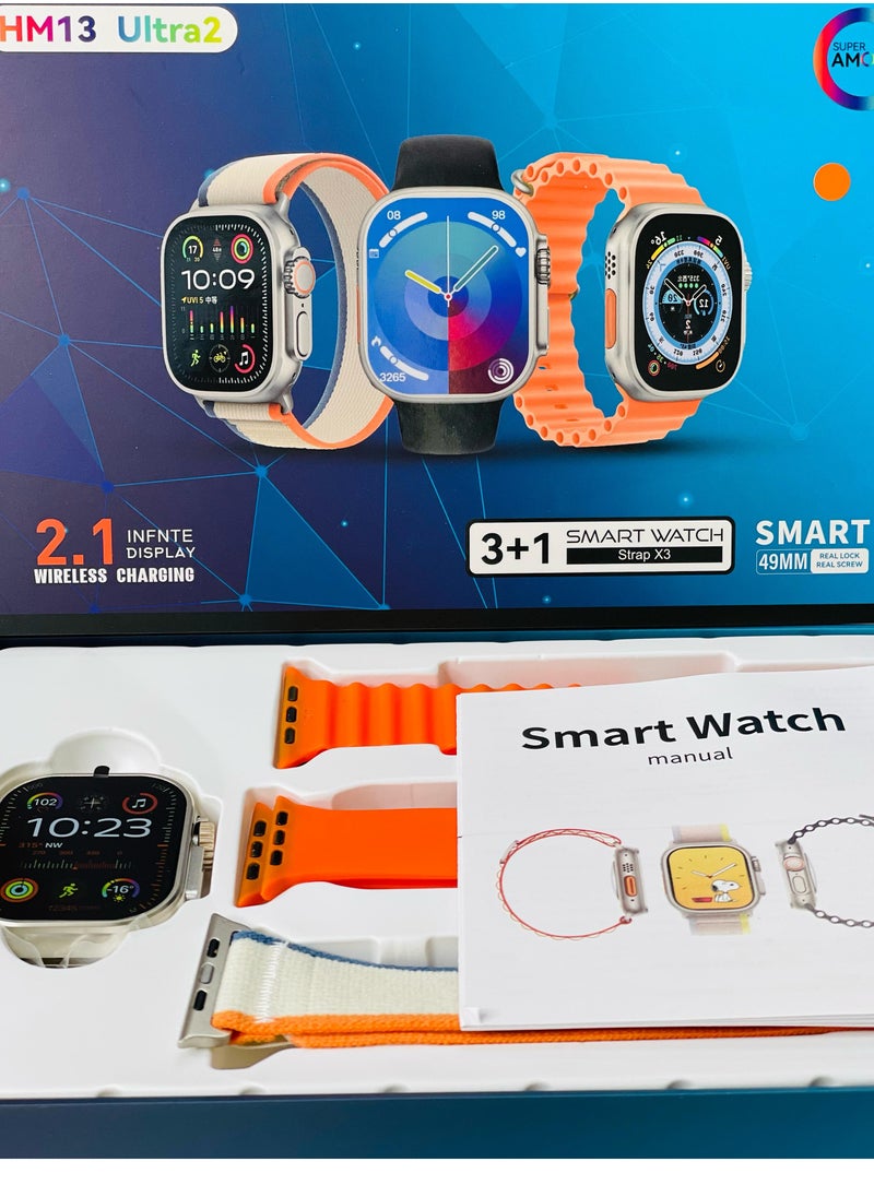 3 + 1 Smart Watch Ultra Touch Color Screen Bluetooth Calling Health and Sports Smartwatch Multicolor