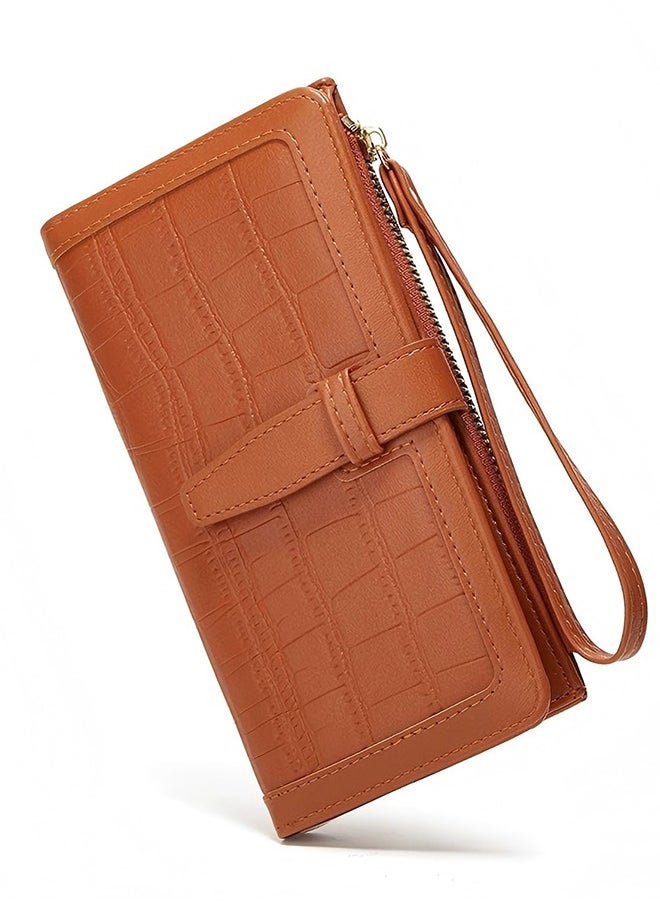Women's Long Coin Purse With Multiple Card Slots Clutch Large Capacity Coin Holder Card Holder - Roomy Clutch For Cash And Essentials, Brown