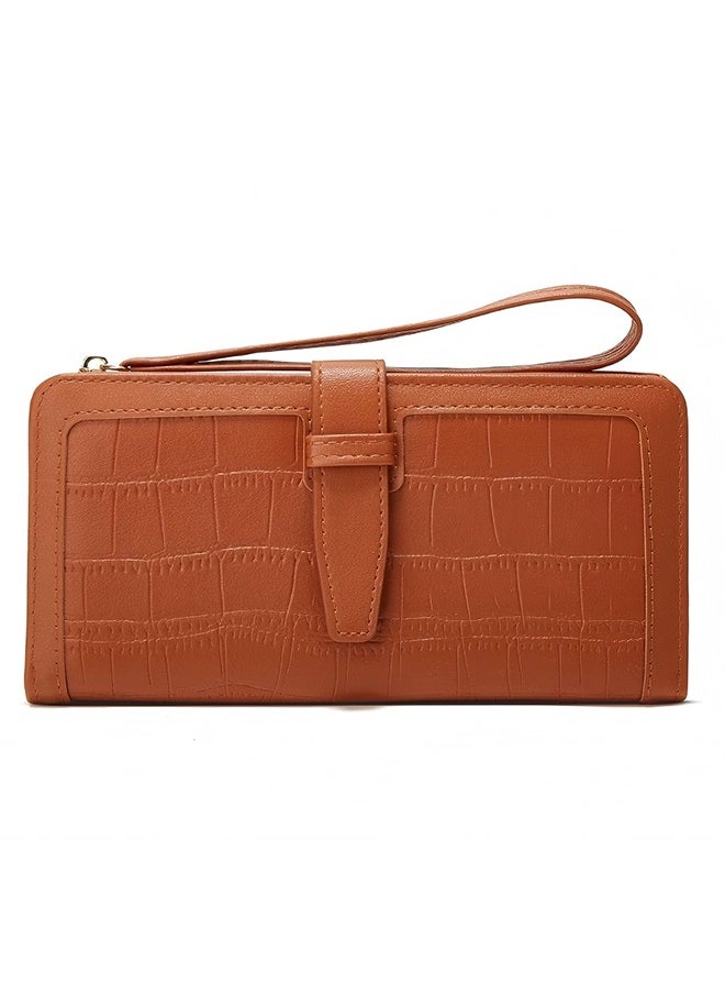 Women's Long Coin Purse With Multiple Card Slots Clutch Large Capacity Coin Holder Card Holder - Roomy Clutch For Cash And Essentials, Brown