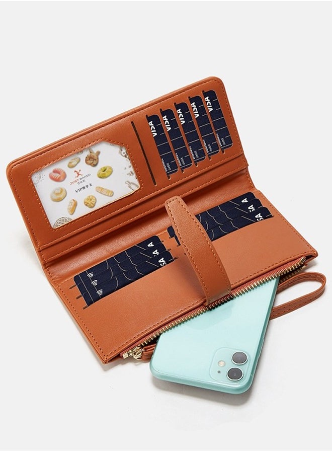 Women's Long Coin Purse With Multiple Card Slots Clutch Large Capacity Coin Holder Card Holder - Roomy Clutch For Cash And Essentials, Brown