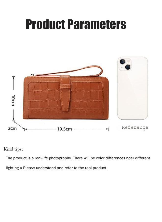 Women's Long Coin Purse With Multiple Card Slots Clutch Large Capacity Coin Holder Card Holder - Roomy Clutch For Cash And Essentials, Brown