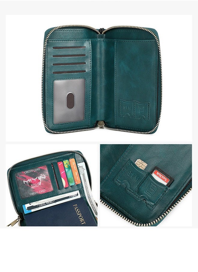 Rfid Blocking Passport Wallet - Large Capacity Zippered Travel Organizer, Id Bag With Multiple Card Slots And Sim Card Pocket
