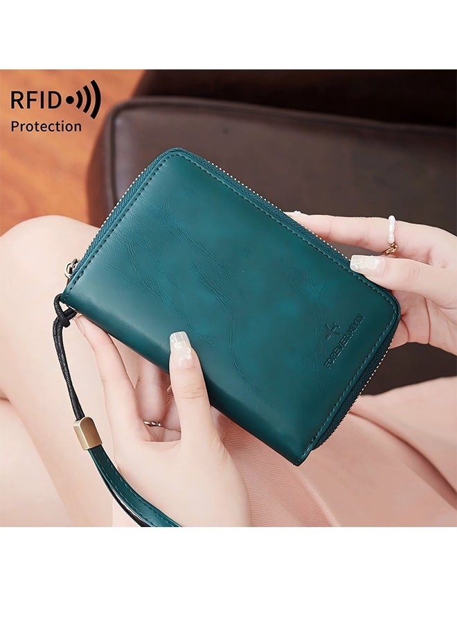 Rfid Blocking Passport Wallet - Large Capacity Zippered Travel Organizer, Id Bag With Multiple Card Slots And Sim Card Pocket