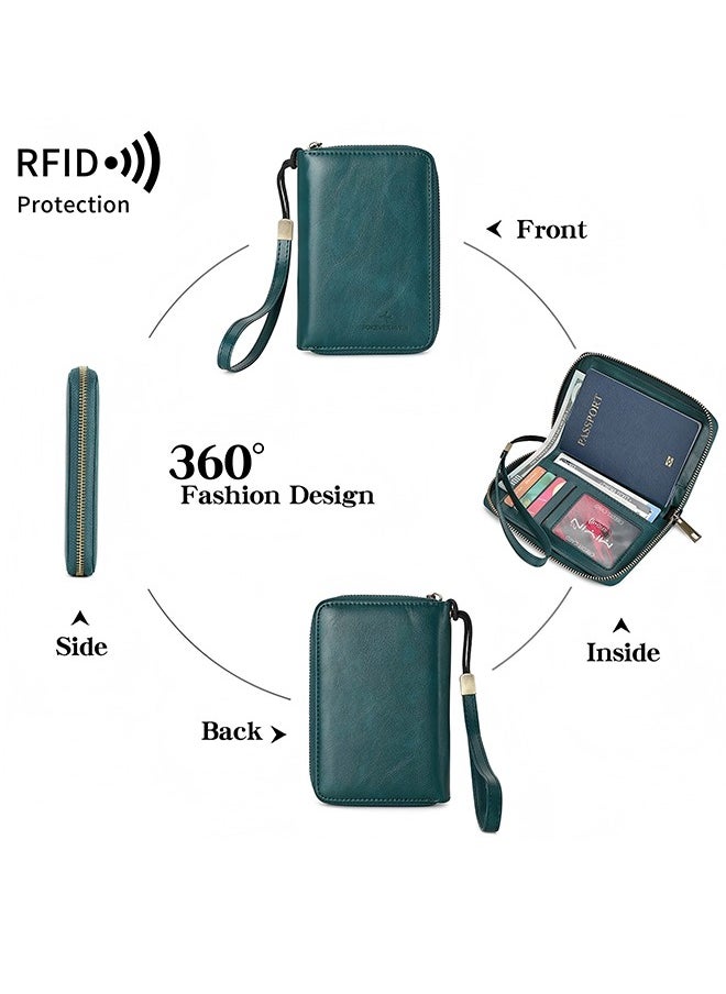 Rfid Blocking Passport Wallet - Large Capacity Zippered Travel Organizer, Id Bag With Multiple Card Slots And Sim Card Pocket