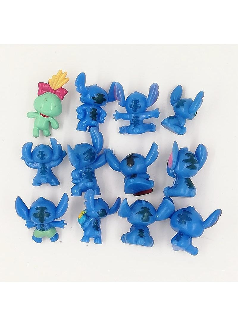12-Piece Stitch Theme Figure Set, Mini Cute Party Cake Set Desktop Decorations Gifts Cupcake Figures Party Supplies Cake Toppers Figures Gift Kids Toys