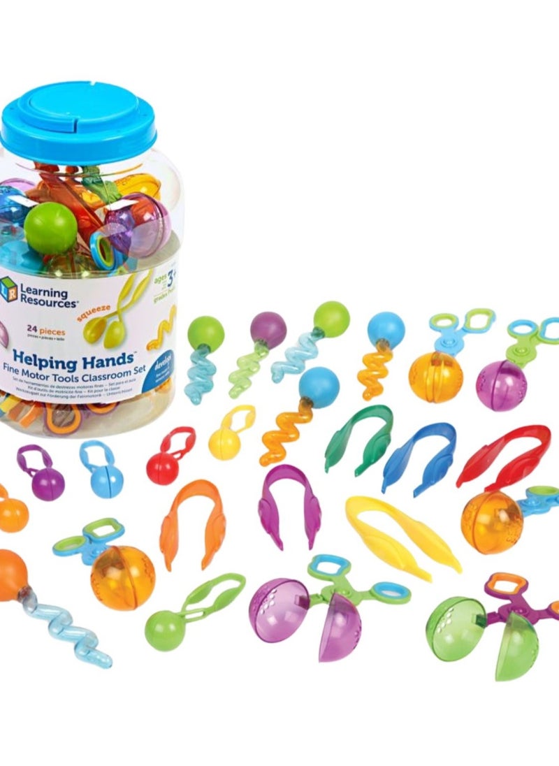 Helping Hands Fine Motor Tool Set – 24 Piece Educational Toys for Toddlers & Preschoolers – Sensory, Grasping & Coordination Development Kit – Montessori-Inspired Classroom Activity