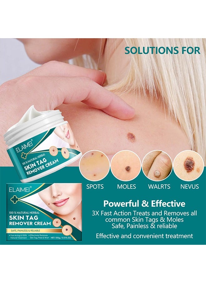 Skin Tag Remover Cream- Painless Natural Formula, Smoothes Skin Gentle Fast Acting Gel Wart Removal For Plantar Wart Flat Warts And Corns, 100 % Natural Herbal 100g