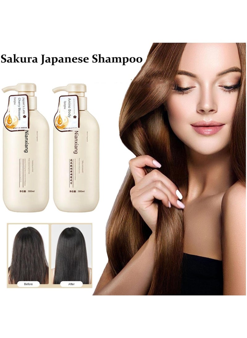 Sakura Japanese Shampoo for Hair Loss, Sakura Shampoo and Conditioner Japanese, Sakura Hair Growth Shampoo Japan'S No. 1 Shampoo, Japan Evening Sakura Nianxiang Shampoo, Thick Smooth Hair