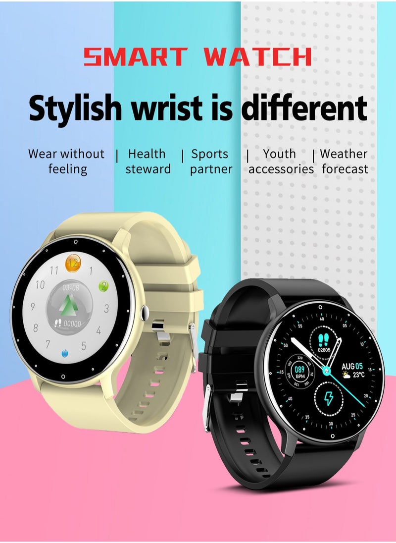 Smart Watch 1.28 inch Full Touch Screen Sport Tracker Watch Waterproof Bluetooth Silicone Strap Pink for Women