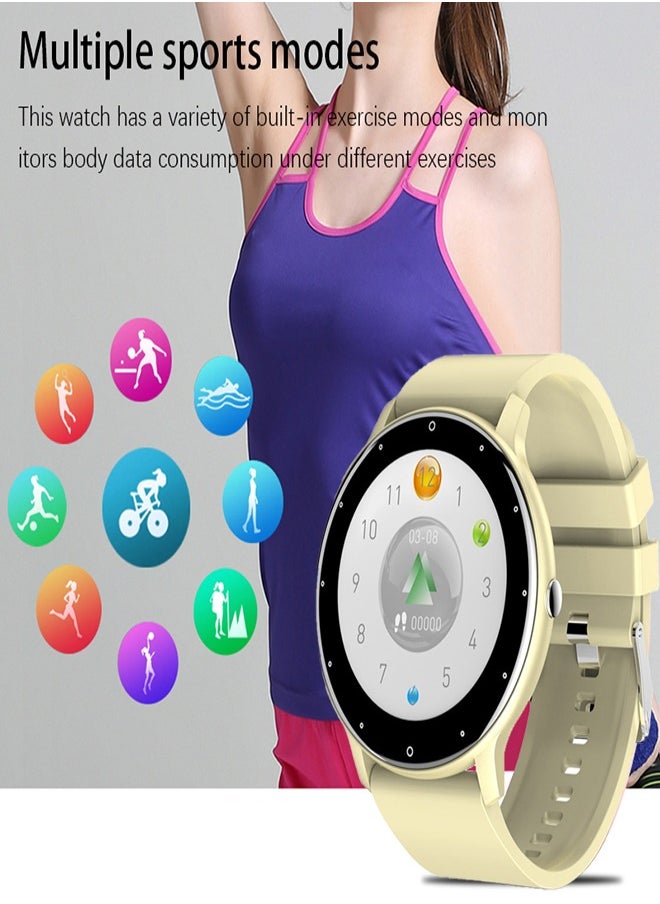 Smart Watch 1.28 inch Full Touch Screen Sport Tracker Watch Waterproof Bluetooth Silicone Strap Pink for Women