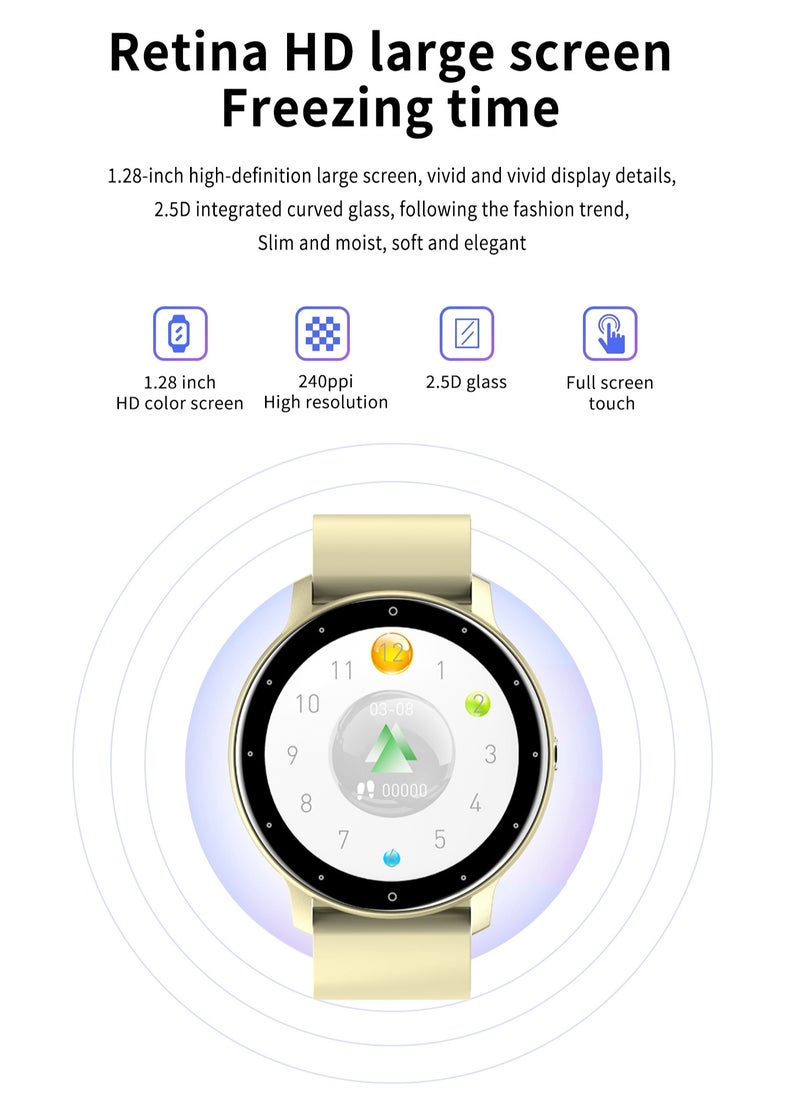 Smart Watch 1.28 inch Full Touch Screen Sport Tracker Watch Waterproof Bluetooth Silicone Strap Pink for Women