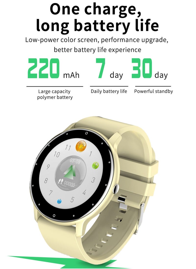 Smart Watch 1.28 inch Full Touch Screen Sport Tracker Watch Waterproof Bluetooth Silicone Strap Pink for Women