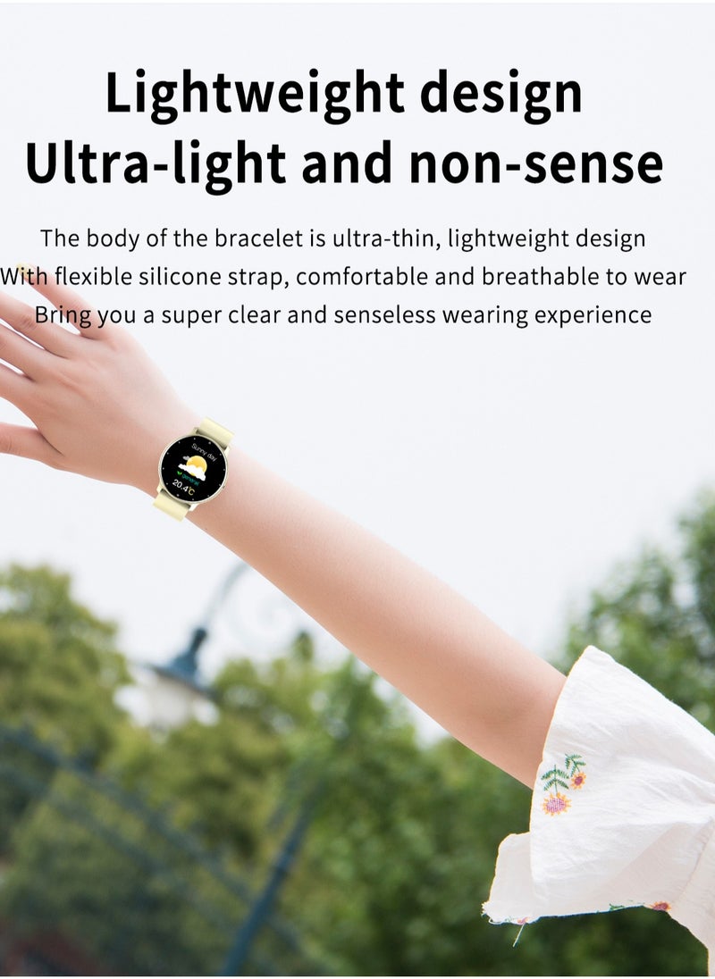 Smart Watch 1.28 inch Full Touch Screen Sport Tracker Watch Waterproof Bluetooth Silicone Strap Pink for Women
